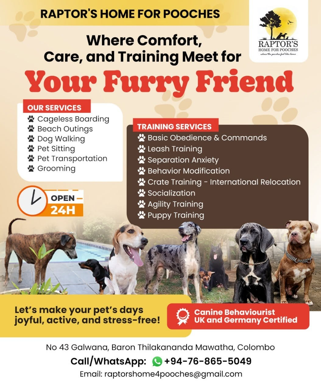 Supplied Raptor's Home for Pooches promotional reference